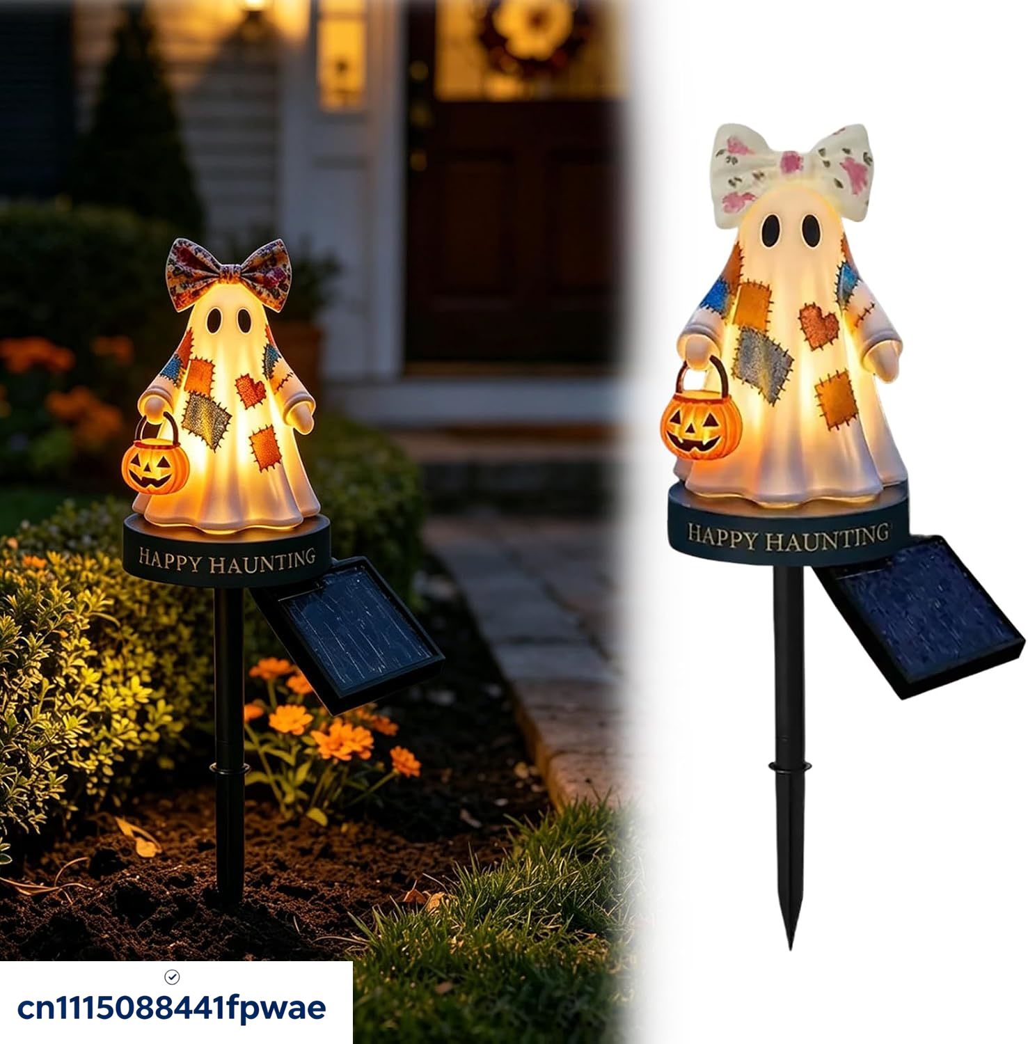 Halloween Pumpkin Decor Led - Solar Halloween Decorations Outdoor, Patchwork Garden