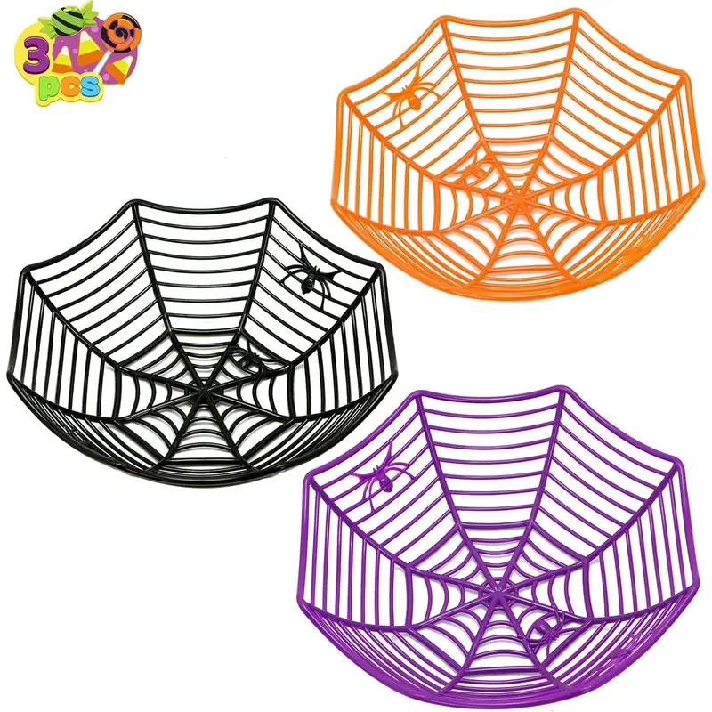 Spider Web Halloween Decoration - 1/3 Pcs Halloween Candy Bowl Spider