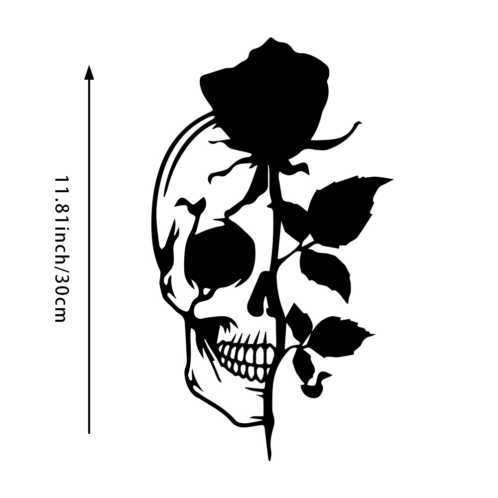 Skull with Rose Metal Wall Art - Halloween Skeleton Decoration review and price