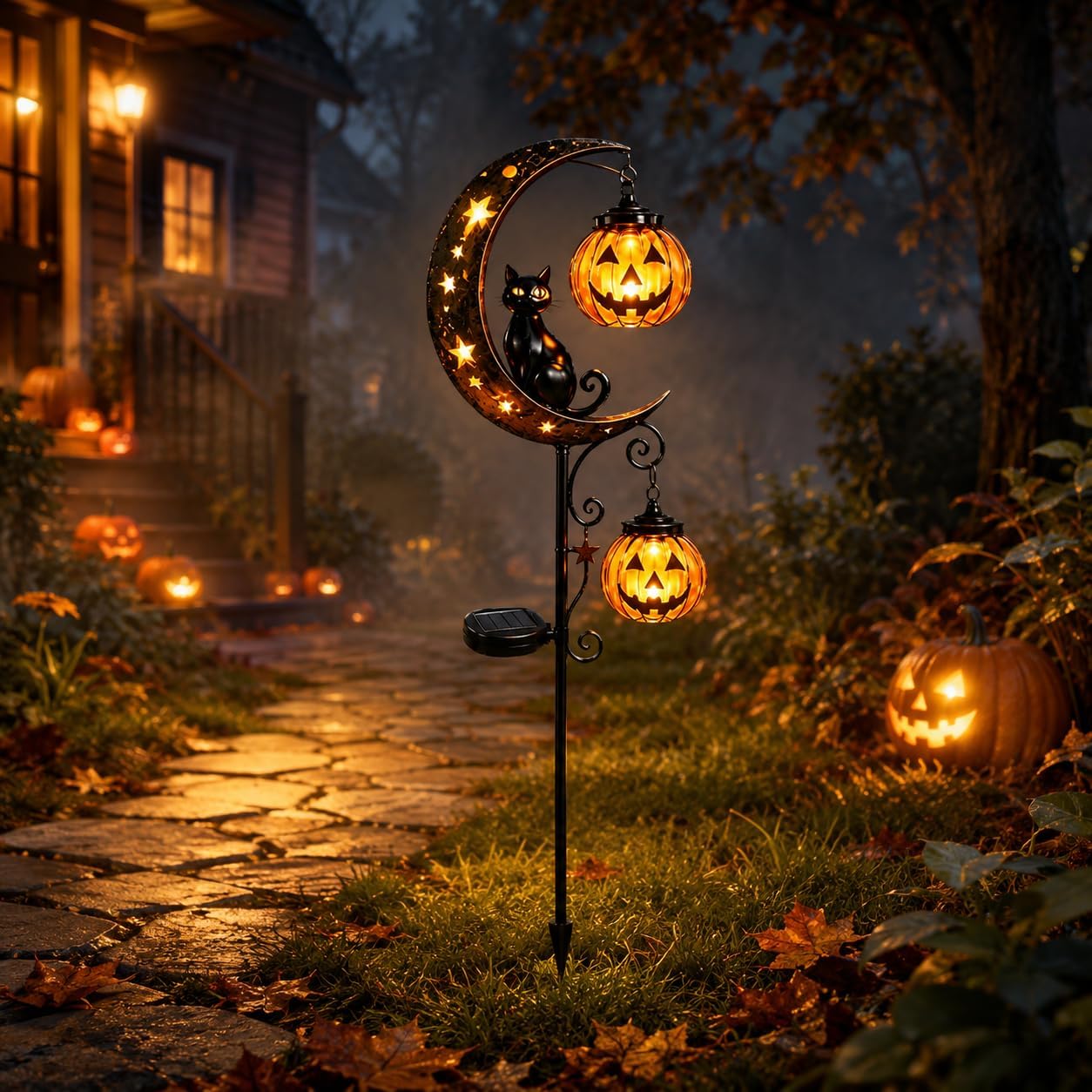 Solar Halloween Black Cat & Pu - Halloween Pumpkin Decor Led review and price