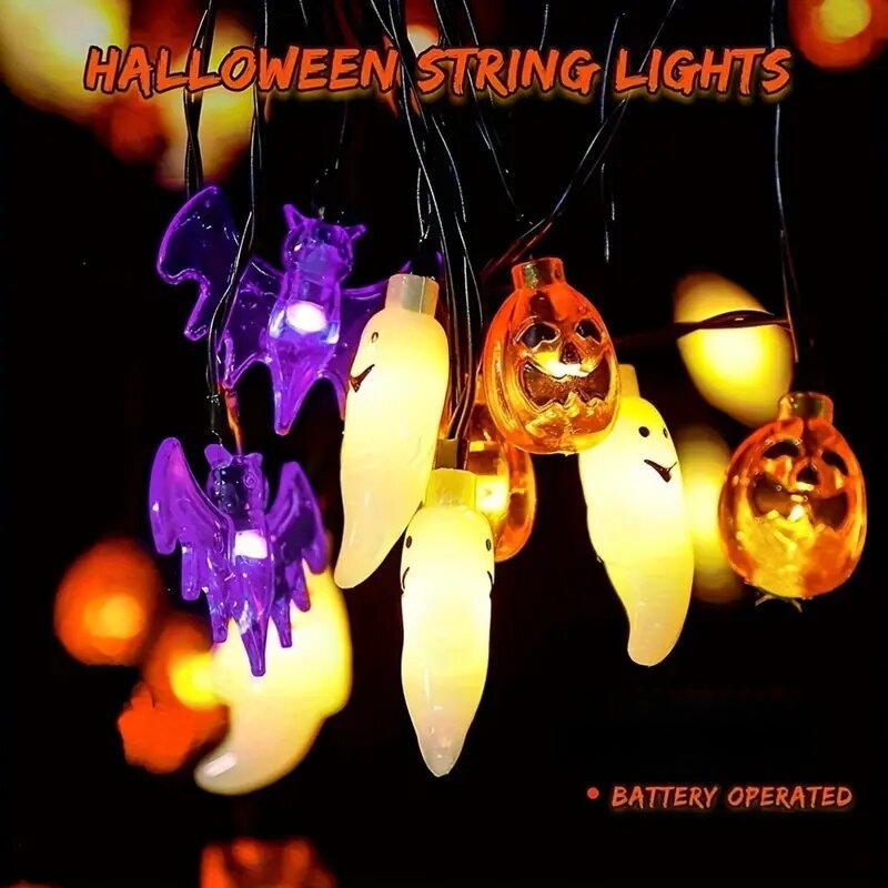 Cute Pumpkin Bat Ghost Hallowe - Halloween Led String Lights Orange review and price