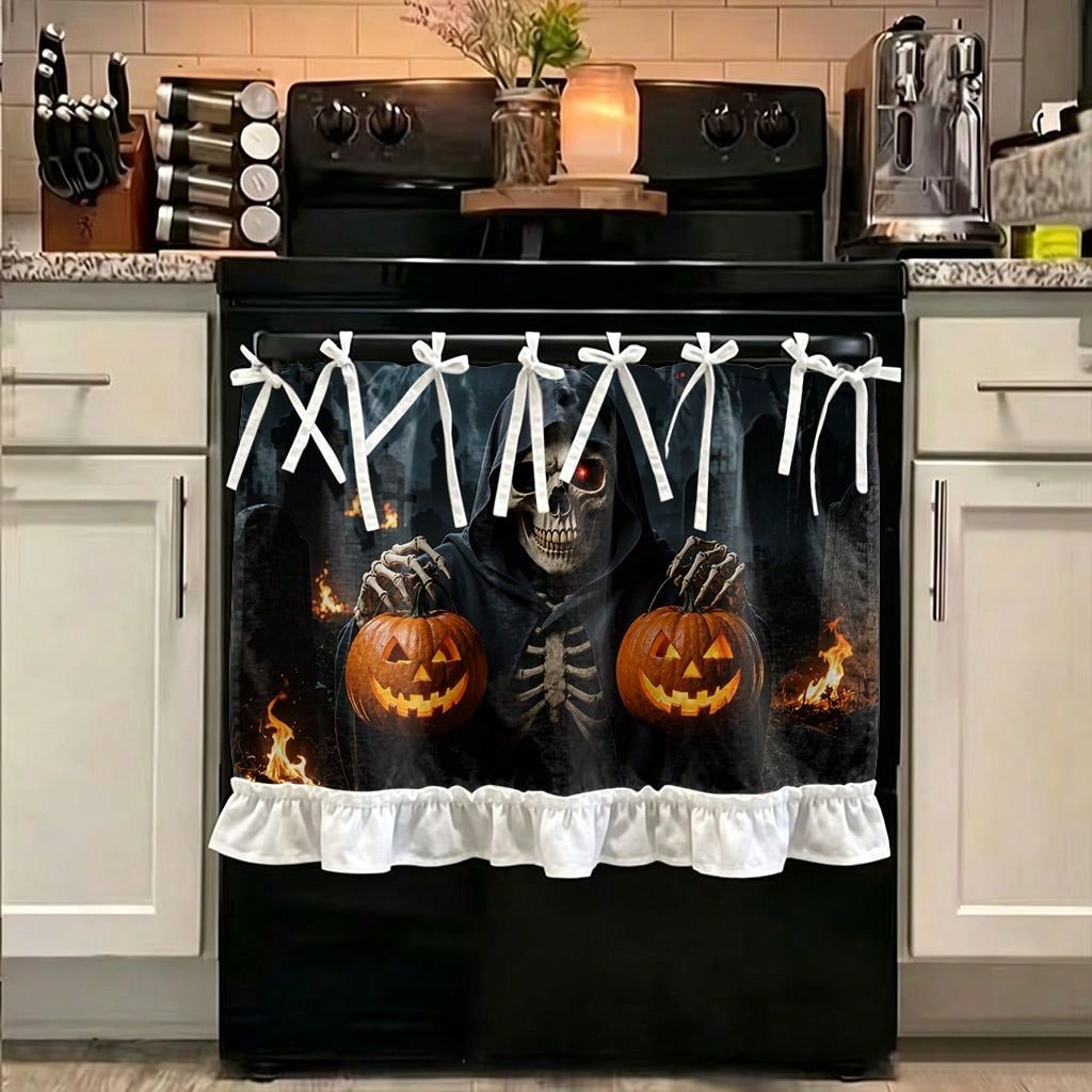 1 Piece Kitchen Stove Curtain  - Pumpkin Lantern Halloween review and price