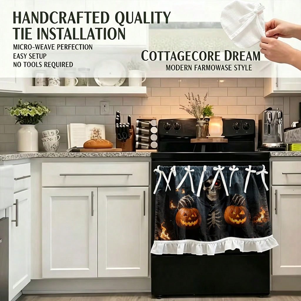 1 Piece Kitchen Stove Curtain  - Pumpkin Lantern Halloween review and price