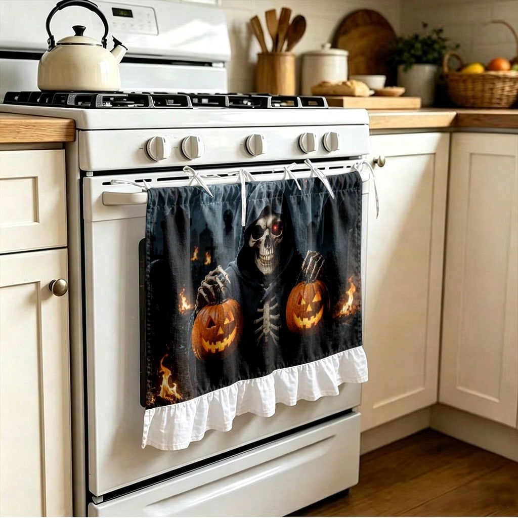 1 Piece Kitchen Stove Curtain  - Pumpkin Lantern Halloween review and price