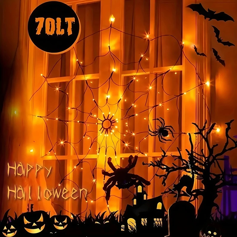 Halloween Spider Web LED Strin - Halloween Led String Lights Orange review and price