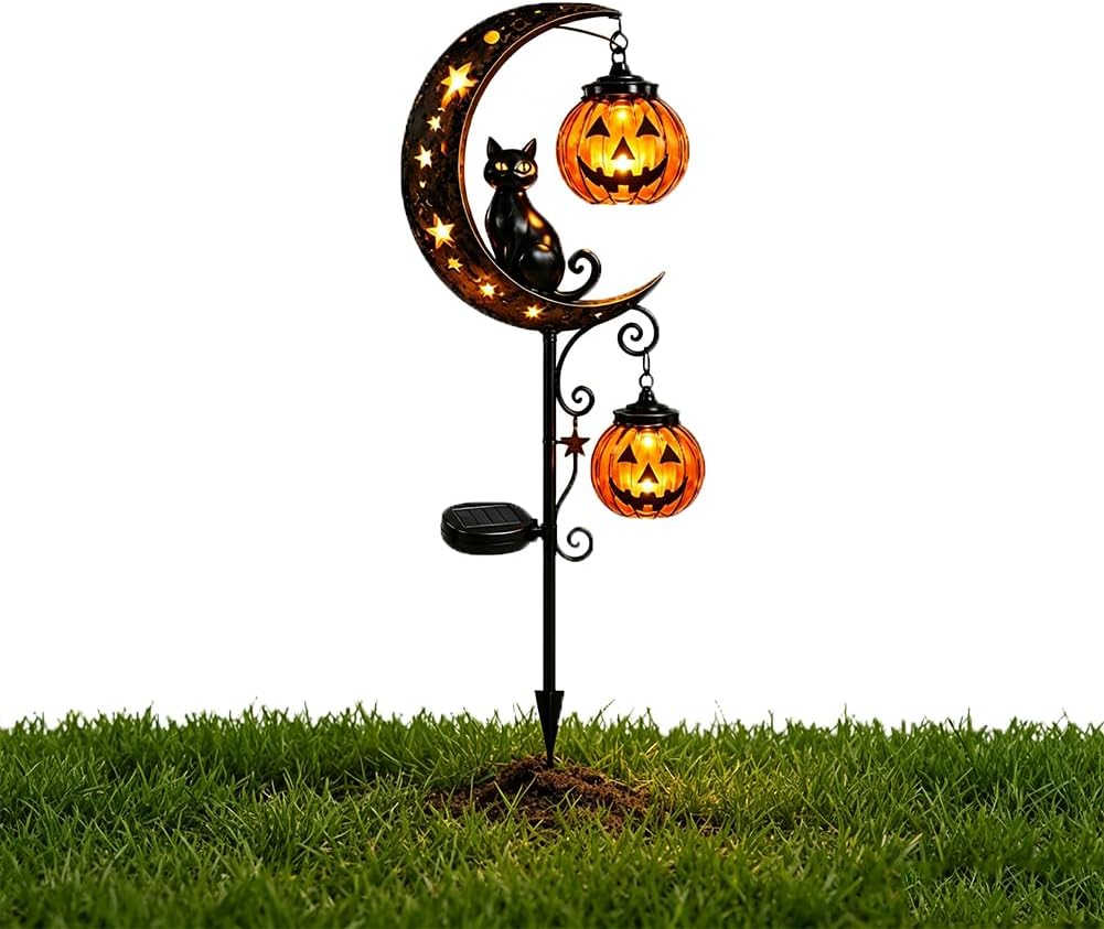 Solar Halloween Black Cat Pump - Halloween Pumpkin Decor Led review and price