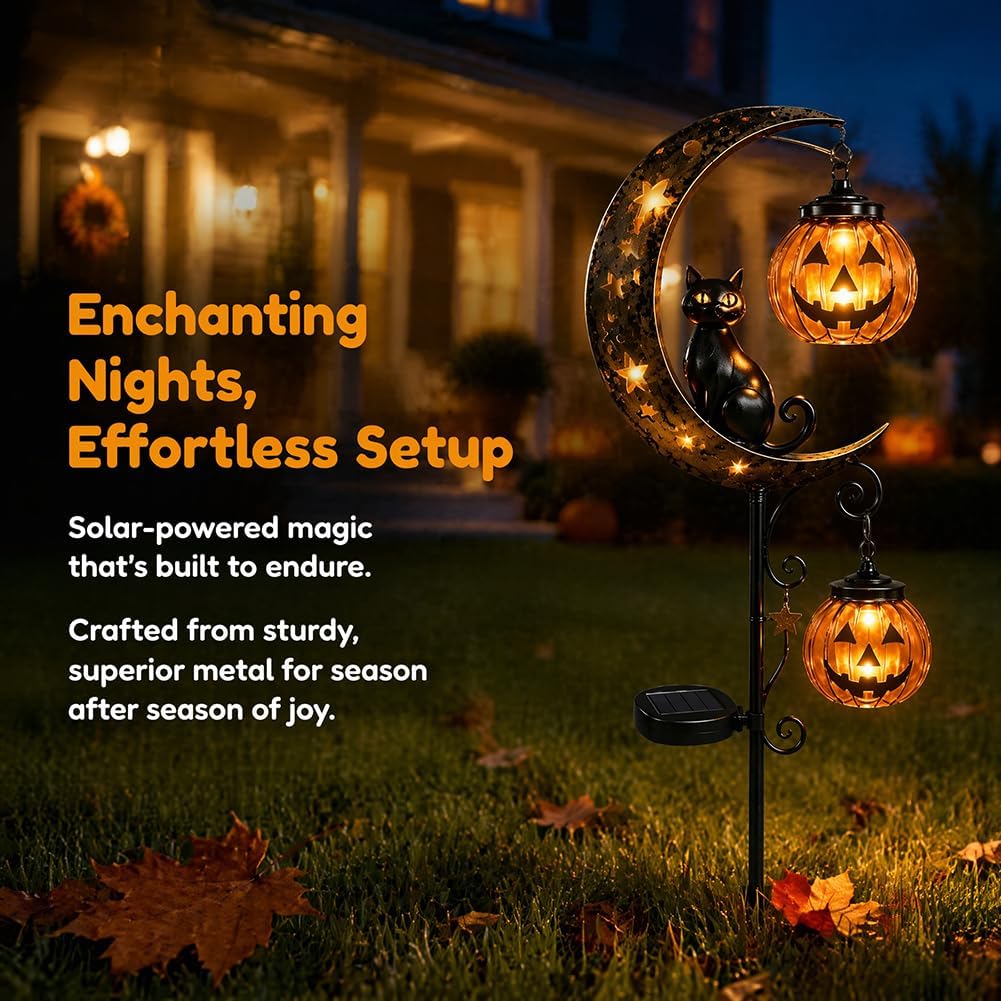 Solar Halloween Black Cat Pump - Halloween Pumpkin Decor Led review and price