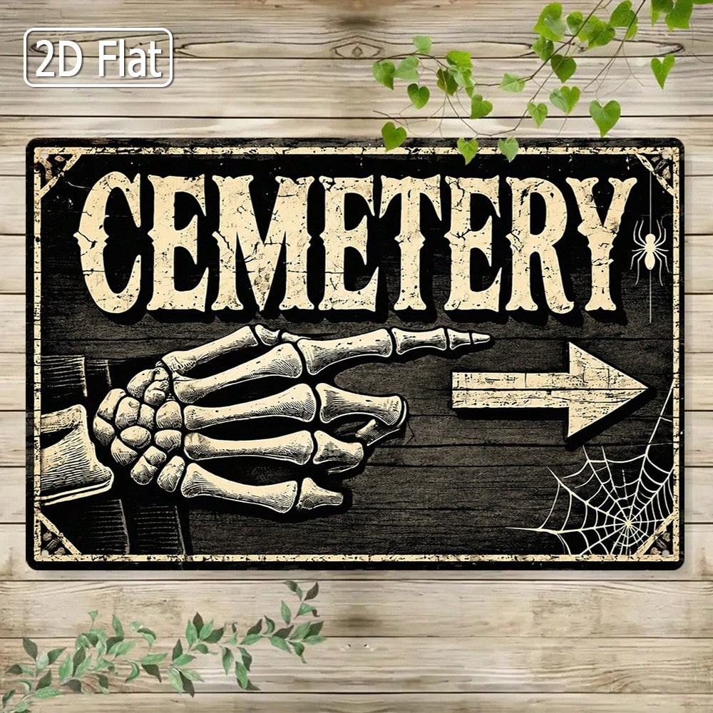 1pc 2D Flat Tin Sign - Vintage - Halloween Skeleton Decoration review and price