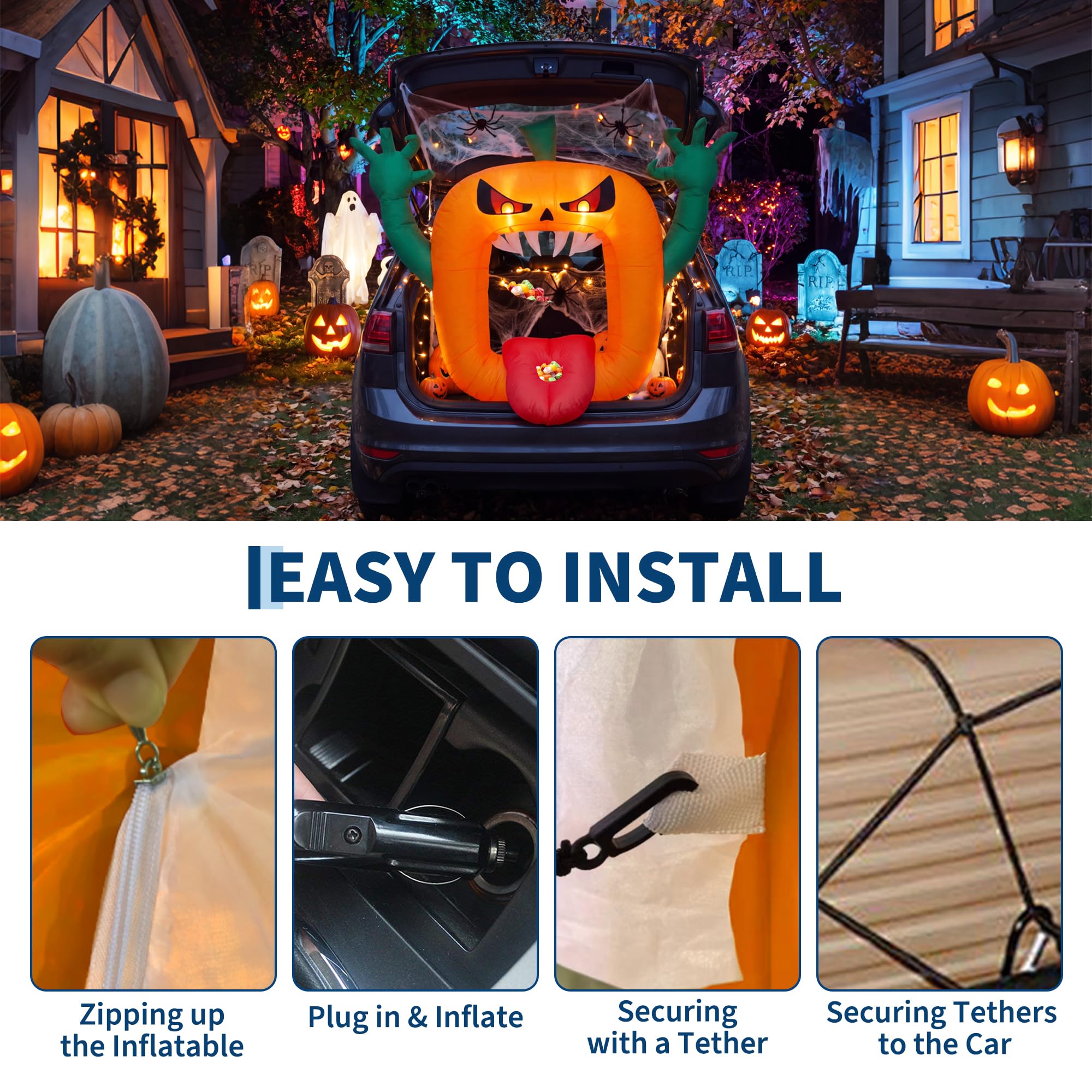 6FT Halloween Inflatables Scar - Halloween Pumpkin Decor Led review and price