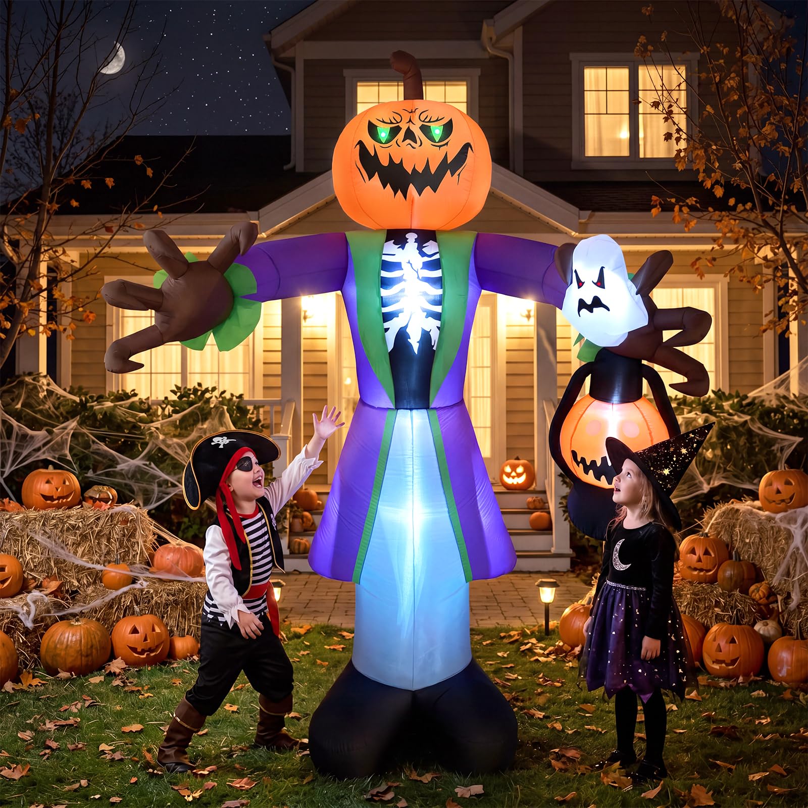 8ft Lighted Halloween Inflatab - Halloween Pumpkin Decor Led review and price