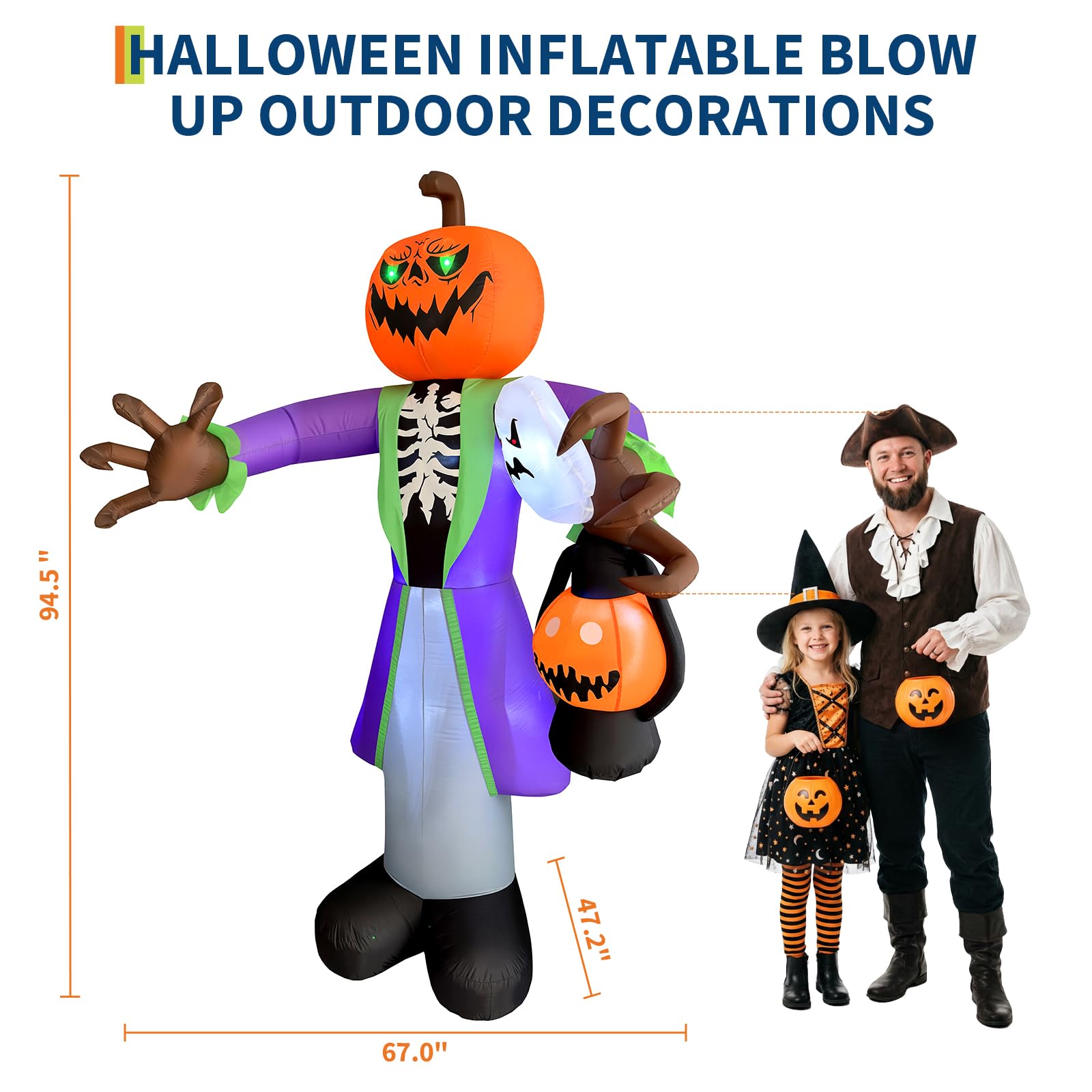8ft Lighted Halloween Inflatab - Halloween Pumpkin Decor Led review and price