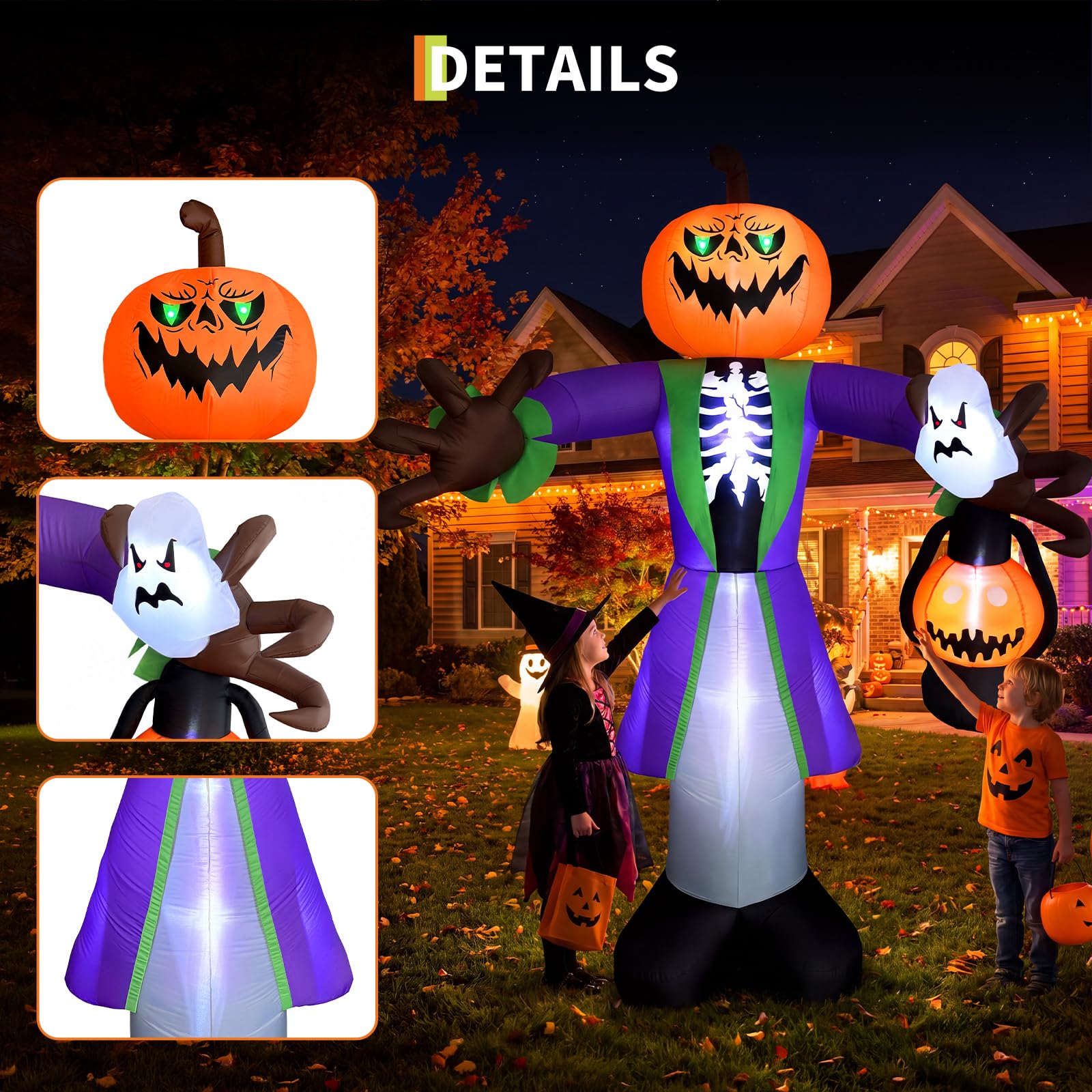 8ft Lighted Halloween Inflatab - Halloween Pumpkin Decor Led review and price