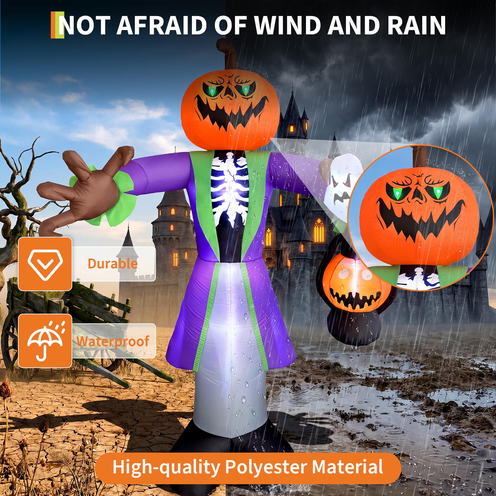 8ft Lighted Halloween Inflatab - Halloween Pumpkin Decor Led review and price